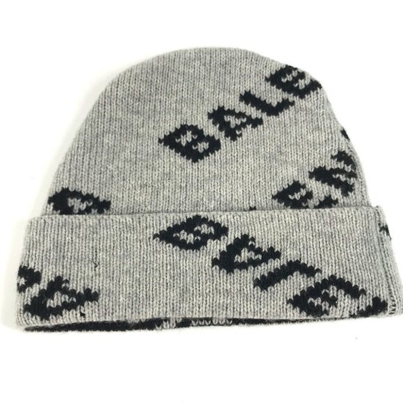 BALENCIAGA 555277 Logo Bicolor All-over Pattern beanie knit cap Knit hat - Picture 9 of 10